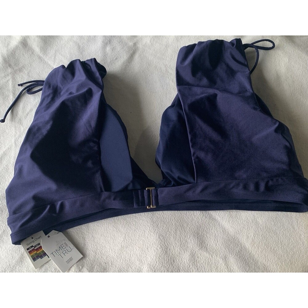 TIME AND TRU Navy Blue Ruched Plus BIKINI SWIM TOP Womens Sz 3X Brand New - Picture 7 of 12